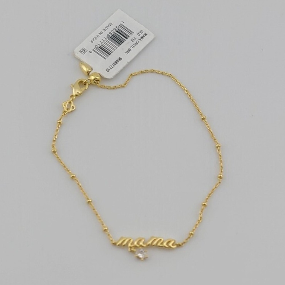 Kendra Scott Mama Crystal Bracelet Gold Tone Script Dainty Chain New